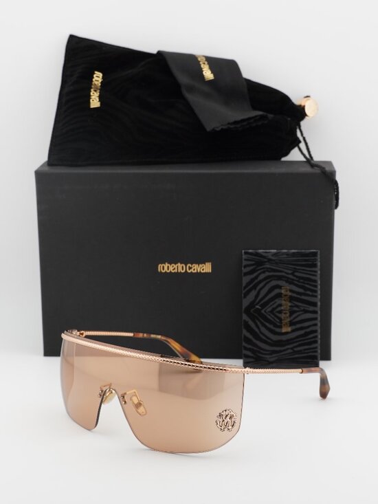 Roberto Cavalli SRC012M 8FCX Shield Sunglasses – Shiny Copper Gold\\Copper